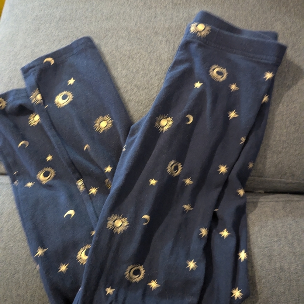 Old Navy Navy Blue Leggings with Gold Celestial Print